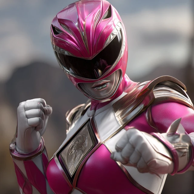 Pink Power Ranger Hyper Realistic Image