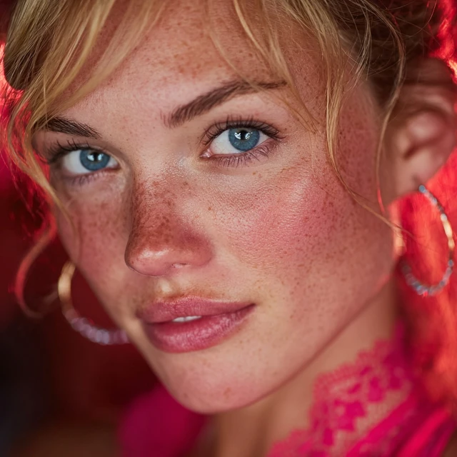 Beautiful Woman with Freckles and Soft Skin