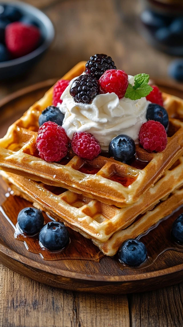 Delicious Waffles Breakfast Food Photography