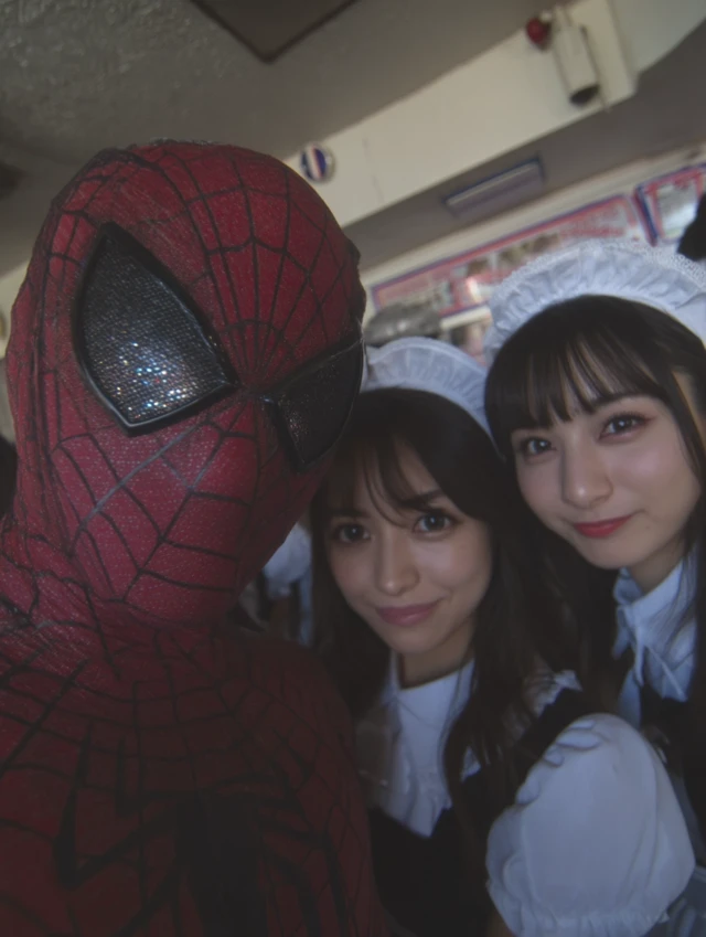 Spider-Man Selfie with Japanese Maids