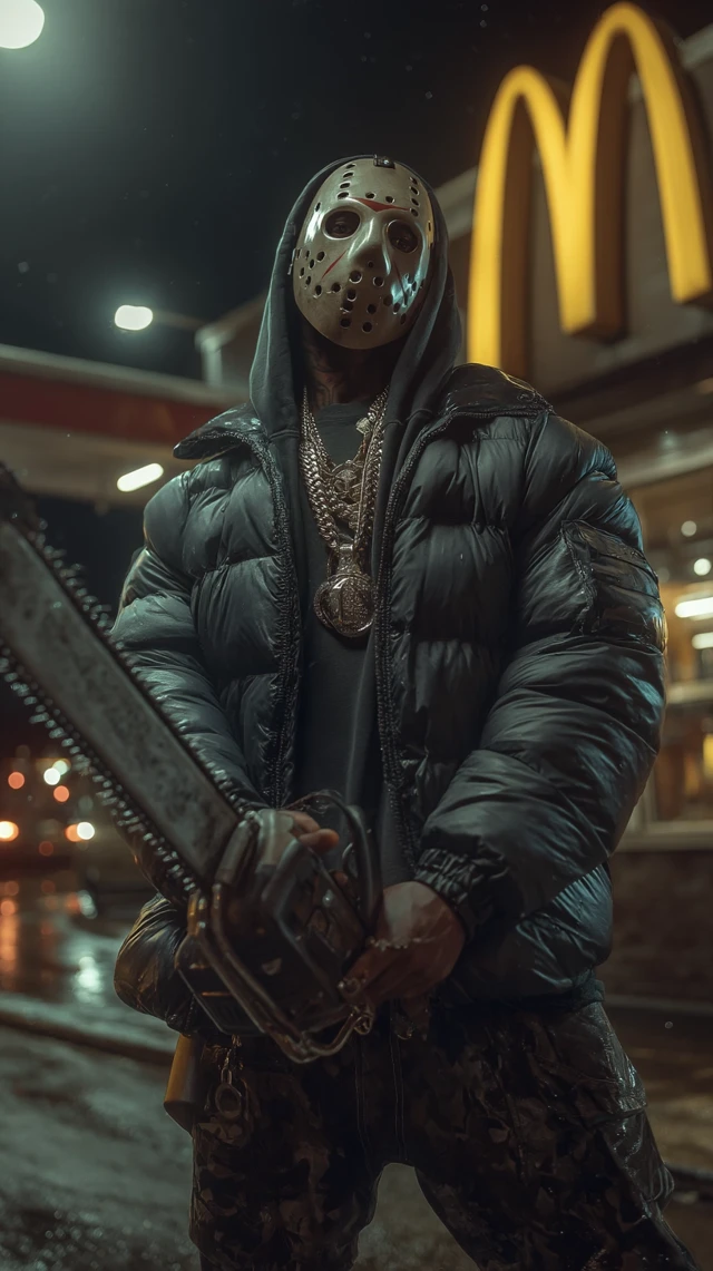 Jason Voorhees Street Style Horror Drip at McDonalds