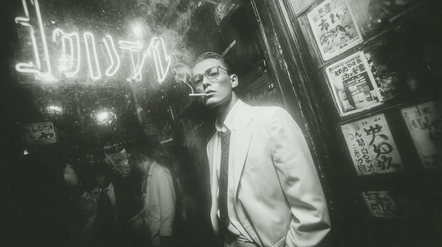 Tokyo Noir Fashion A Stylish Man Smoking