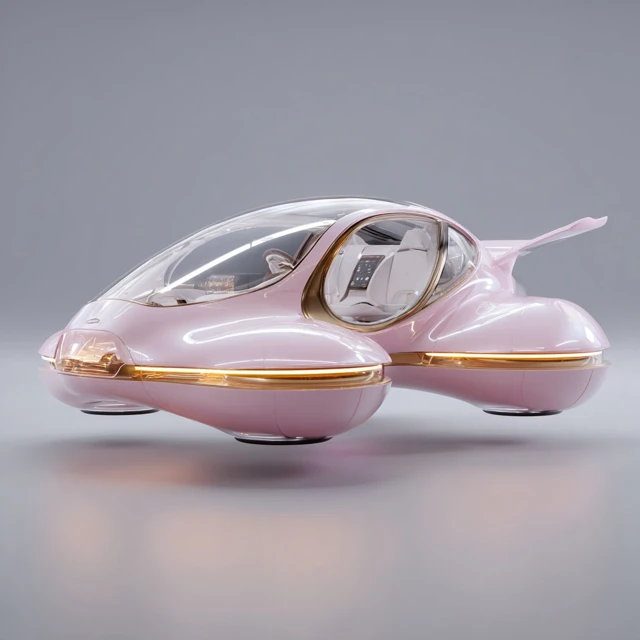 Futuristic Floating Car Pink Design 3021