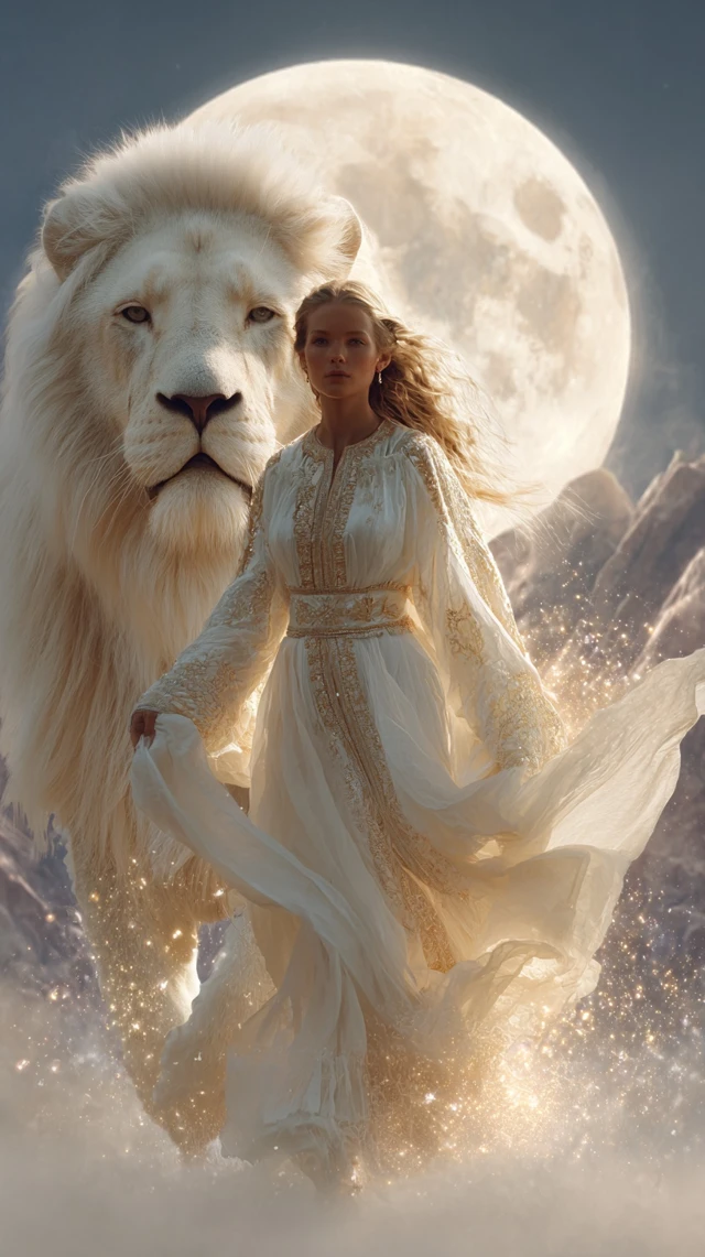 Divine Feminine Lion Moonlit Fantasy Art