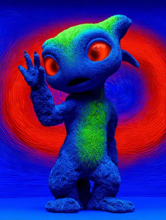 Alien Creature with Big Eyes 3D Render