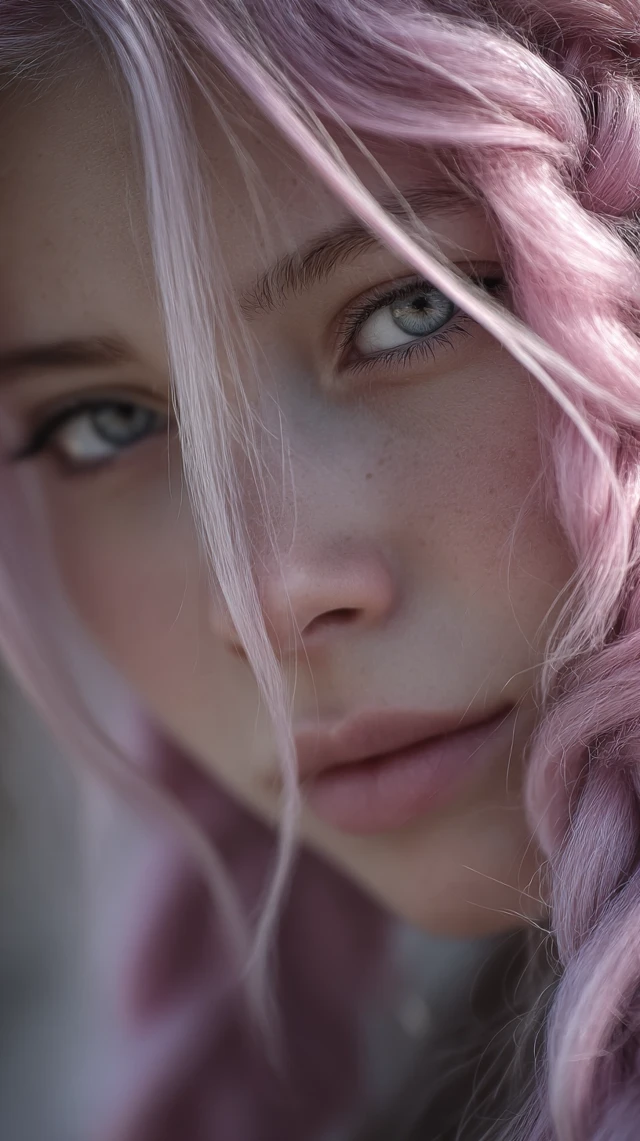 Pink Haired Girl Realistic Portrait HD Stunning Visuals