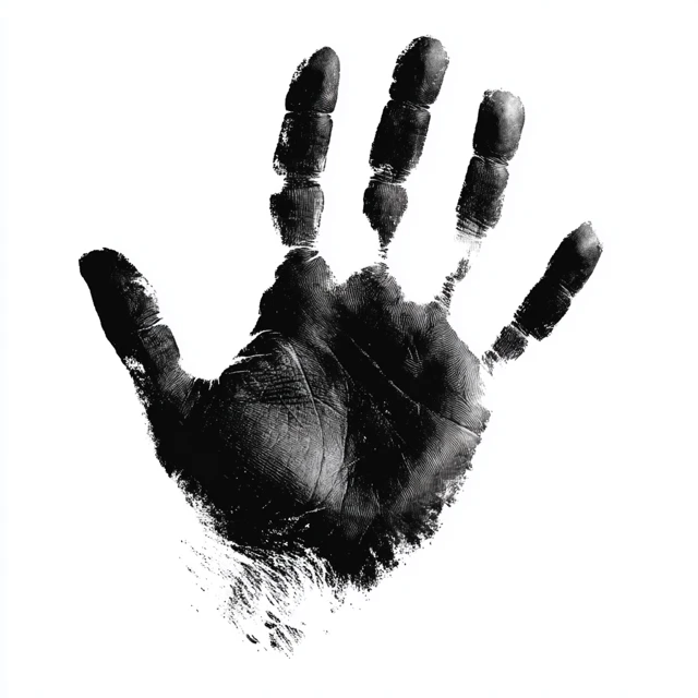 Black Hand Print on White Background Vector