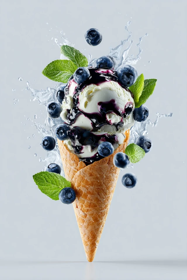Blueberry Ice Cream Delight - Tasty Dessert Ad