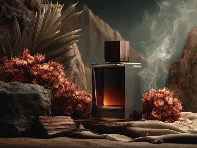 Luxury Parfum Bottle Sandalwood Close Up