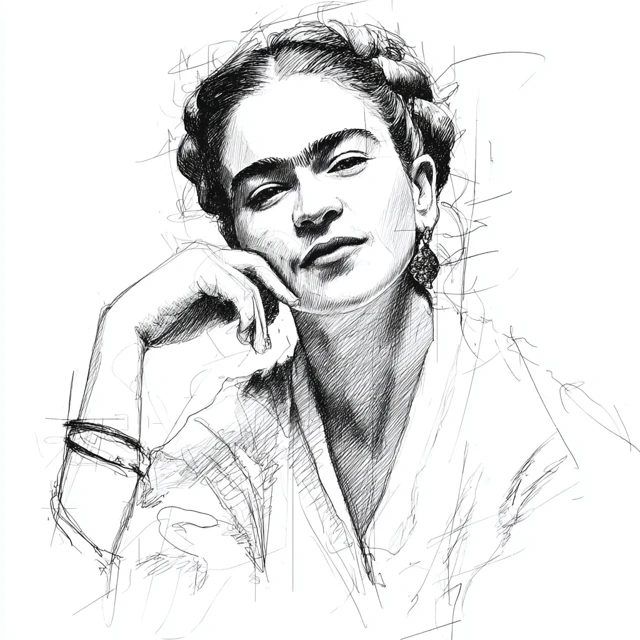 Frida Kahlo Minimal Line Drawing TShirt Design