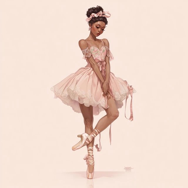 Ballerina in Pastel Colors Illustration Art