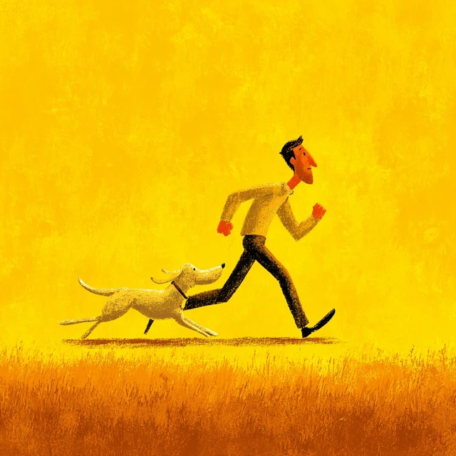 Man Running With Dog 3D Illustration