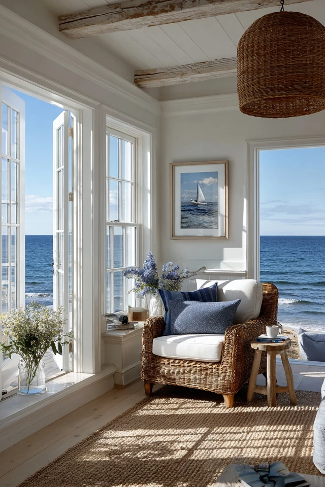 Coastal Cottage Living Room Design