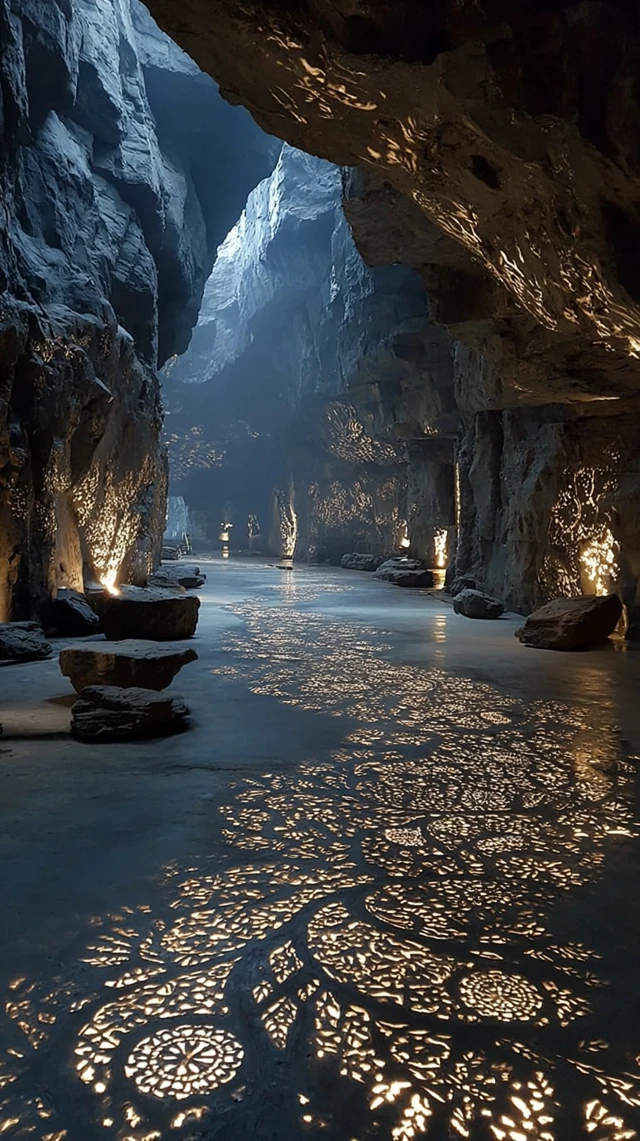 Mysterious Cave AI Glow