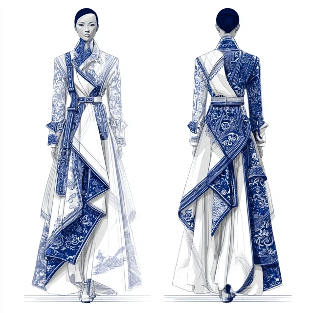 Chinese Fashion Design Porcelain Style Women''s Clothing
