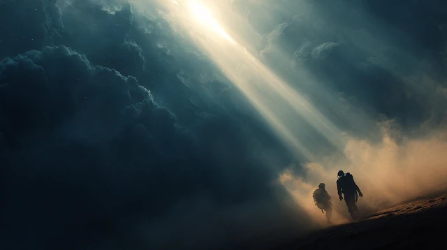 SciFi War Cinematic Still Humans vs Aliens