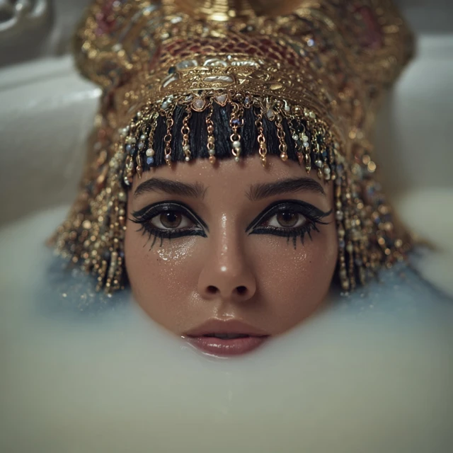 Queen Cleopatra in a Milk Bath Egyptian Glamour