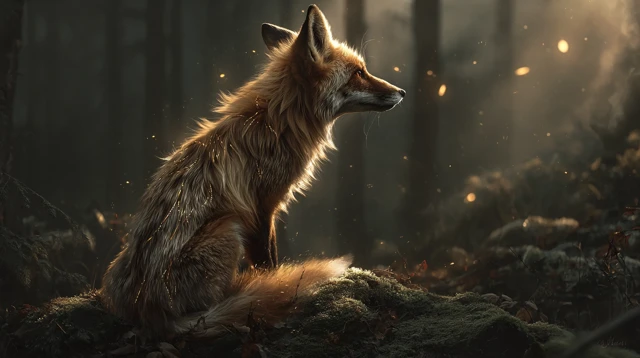 Majestic Fox in Mystical Forest at Twilight
