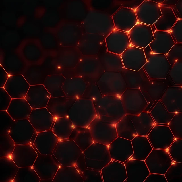 Futuristic Hexagon Pattern Red and Black Wallpaper