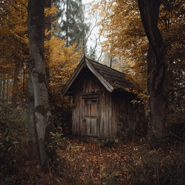 Abandoned Wooden Hut in the Forest