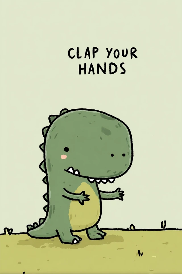 Adorable Cartoon T-Rex Clap Your Hands