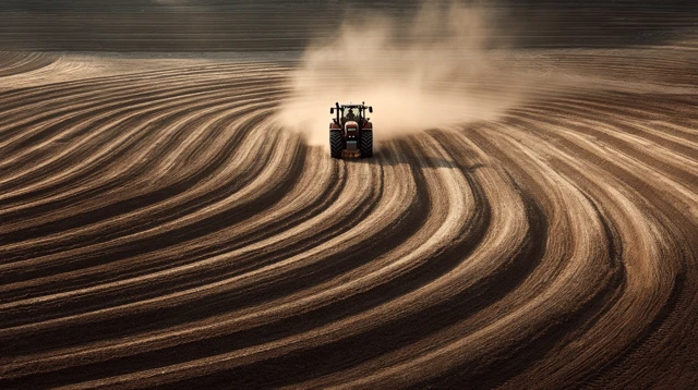 Precision Farming Art: Tractor Drawing in Field