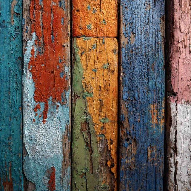 Distressed Wood Planks Multicolored Texture