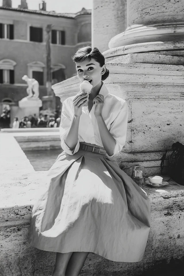 Audrey Hepburn Vogue Cover Gelato in Rome