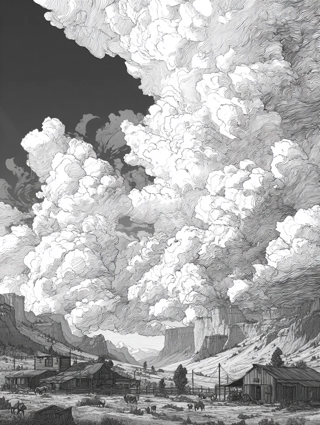 Wild West Pencil Sketch Sky Illustration