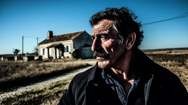 Man with Moustache in French Countryside