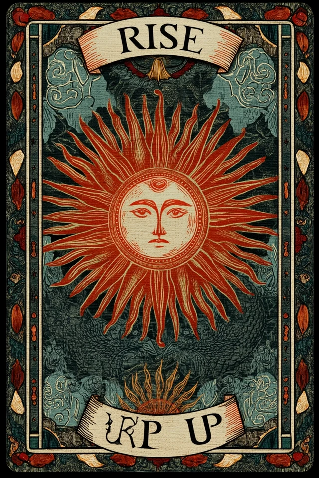 Medieval Sun Tarot Card Back Design Rise Up