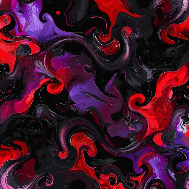 Abstract Swirls Black Red Purple Design