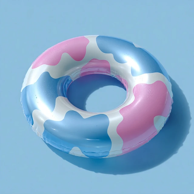 Cute Cow Pattern Swim Ring Pink and Blue