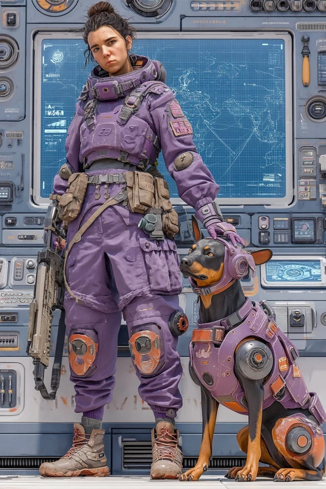 Female Commander in Futuristic War Room