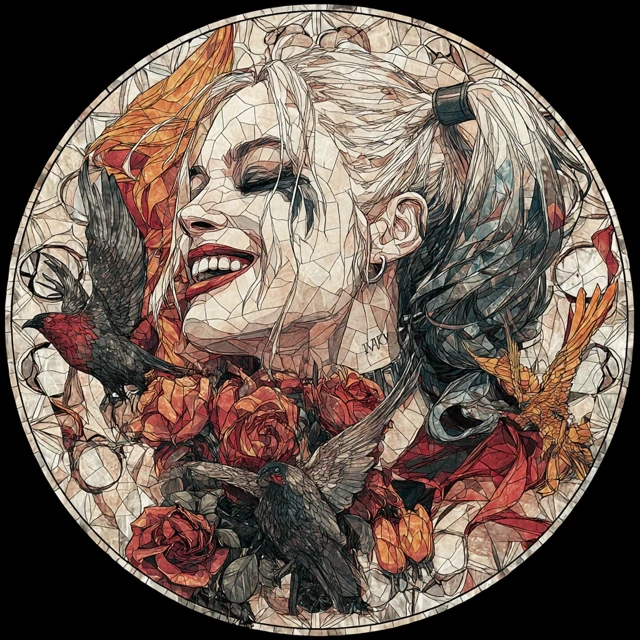 Harley Quinn Stained Glass Art