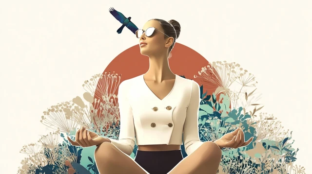 Meditating Woman Illustration Calming Zen Art