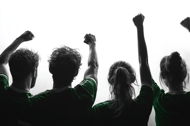 Sports Fans Celebrating Together