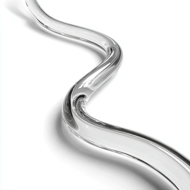 Curved Glass Line Volumetric Flowing Shape Isolated