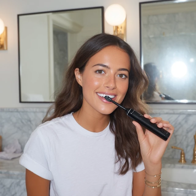Woman Brushing Teeth Product Photography