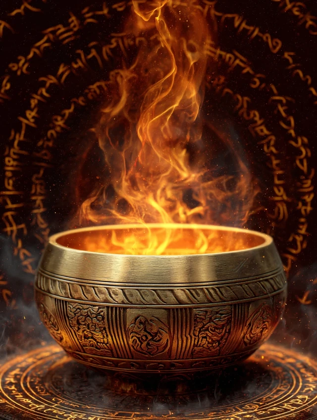 Glowing Tibetan Singing Bowl Magical Fire