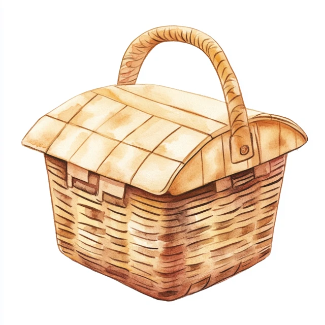 Charming Cartoon Picnic Basket Clip Art