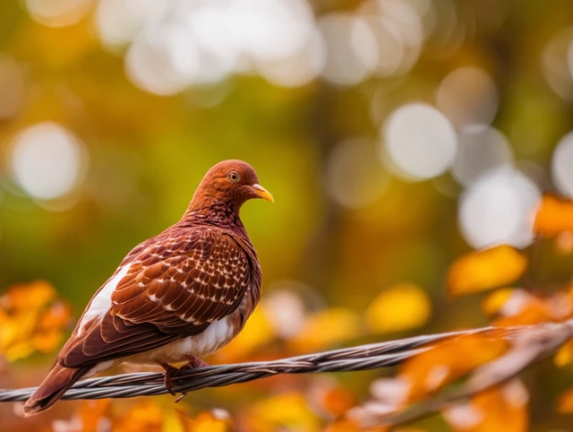 Autumn Pigeon on a Wire
