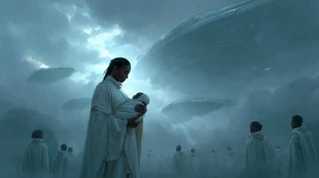Ancient Mother and Child in Space