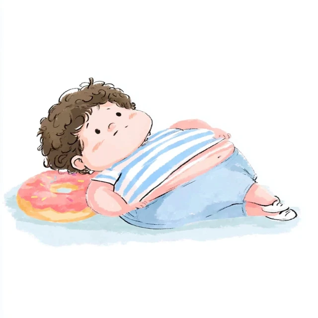Happy Cartoon Boy with a Donut