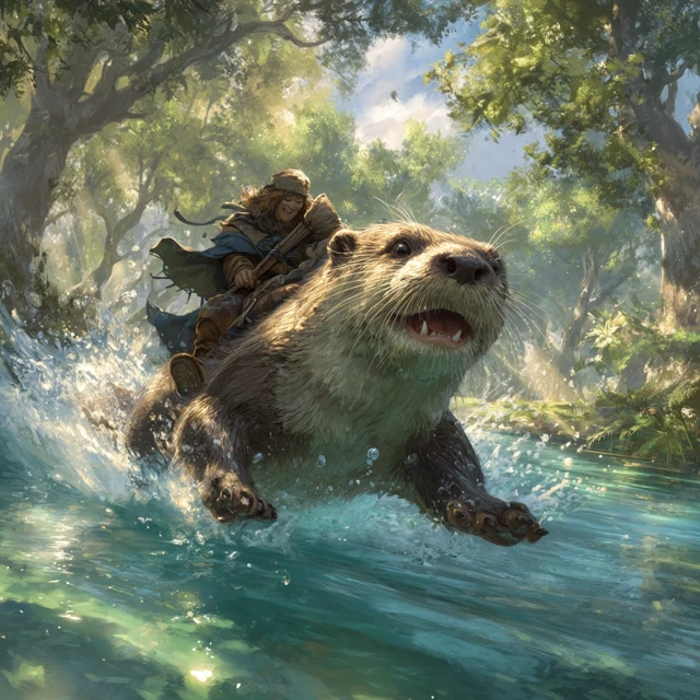 Otter Mount Fantasy Adventure Illustration