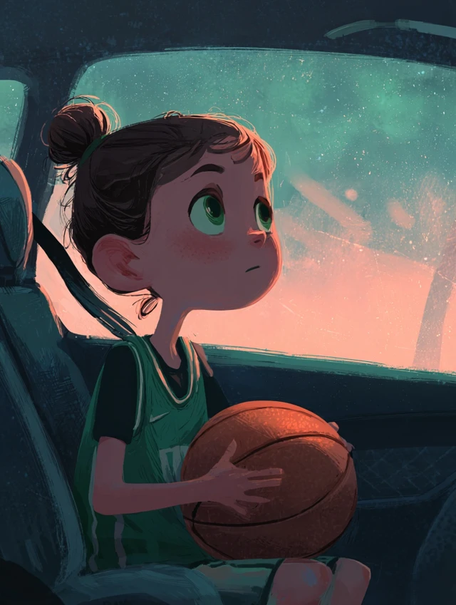 Dreaming of Basketball Girl Illustration