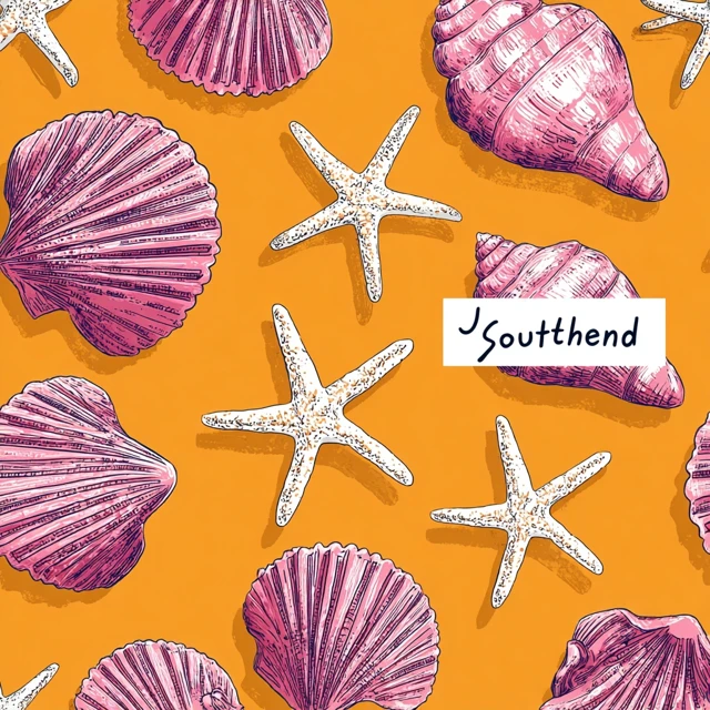 Seashells Starfish Pattern Orange Background