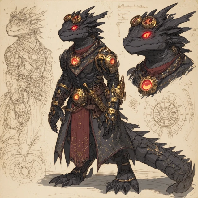 Steampunk Kobold with Mechanical Leg Fantasy Art