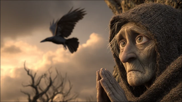 Irish Witch and Raven 3D Animation Ancient Ireland Scene