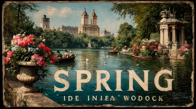 Spring in Central Park Vintage Poster